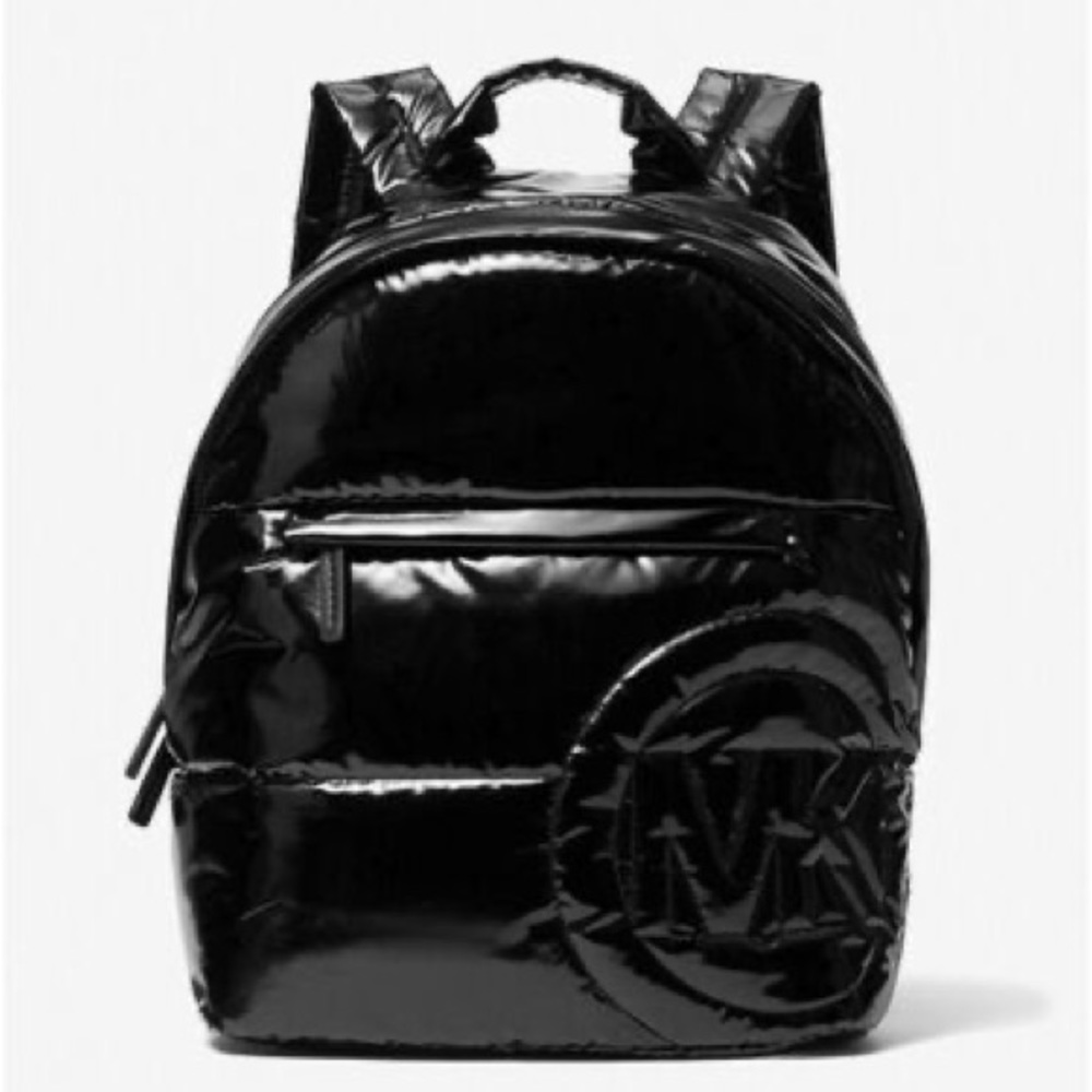 Michael Kors Rae Medium Quilted Shiny Nylon Backpack Bag Black NWT!